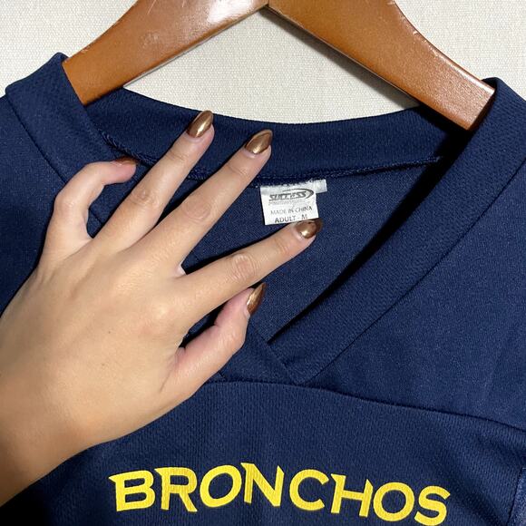 Central Oklahoma Bronchos Alumni Football Jersey Navy Blue Yellow Adult - Size M - Picture 3 of 6